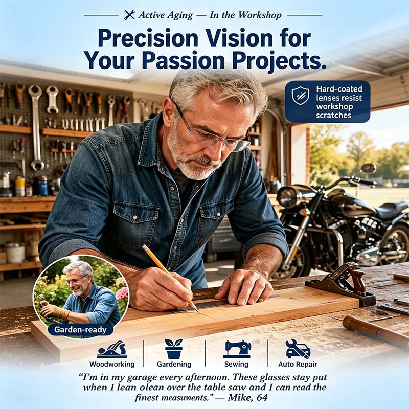 Color-Changing Reading Glasses – Clear Indoors, Tinted Outdoors