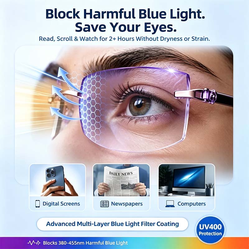 Color-Changing Reading Glasses – Clear Indoors, Tinted Outdoors