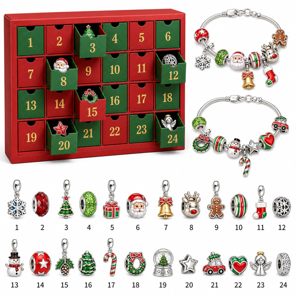 🎄 Charm Countdown™ – 24-Day Christmas Bracelet Advent Calendar (offer)