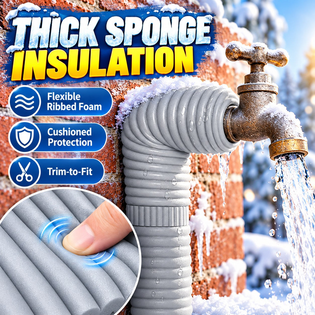 Adhesive Pipe Insulation Wrap Outdoor Winter Anti Freeze Thermal Foam Sleeve for Water and Solar Pipes