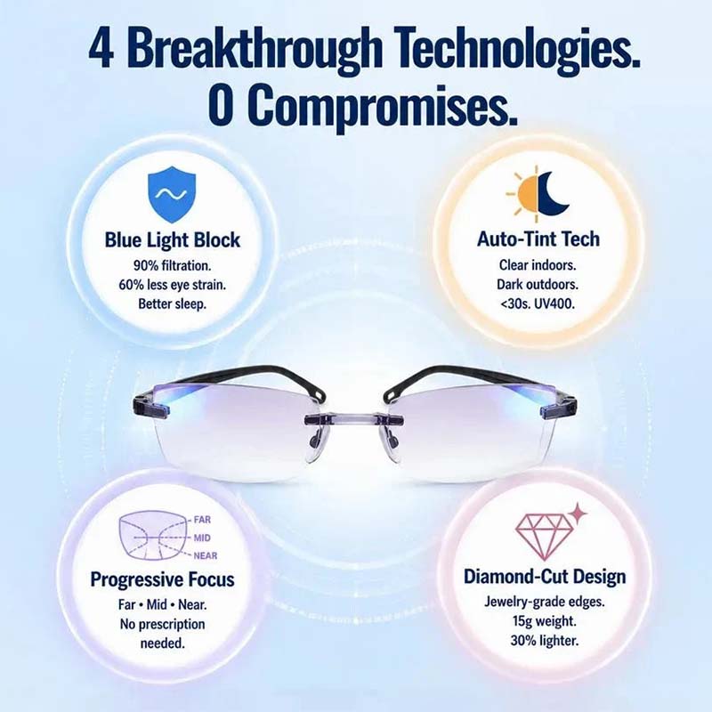 Color-Changing Reading Glasses – Clear Indoors, Tinted Outdoors