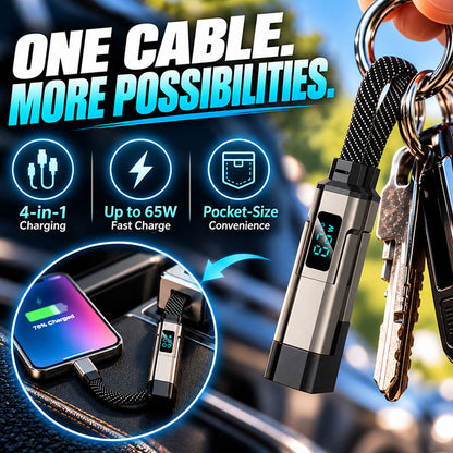 🔥HOT SALE 50% OFF🔥4-in-1 Digital Display Keychain Charging Cable