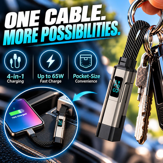 🔥HOT SALE 50% OFF🔥4-in-1 Digital Display Keychain Charging Cable