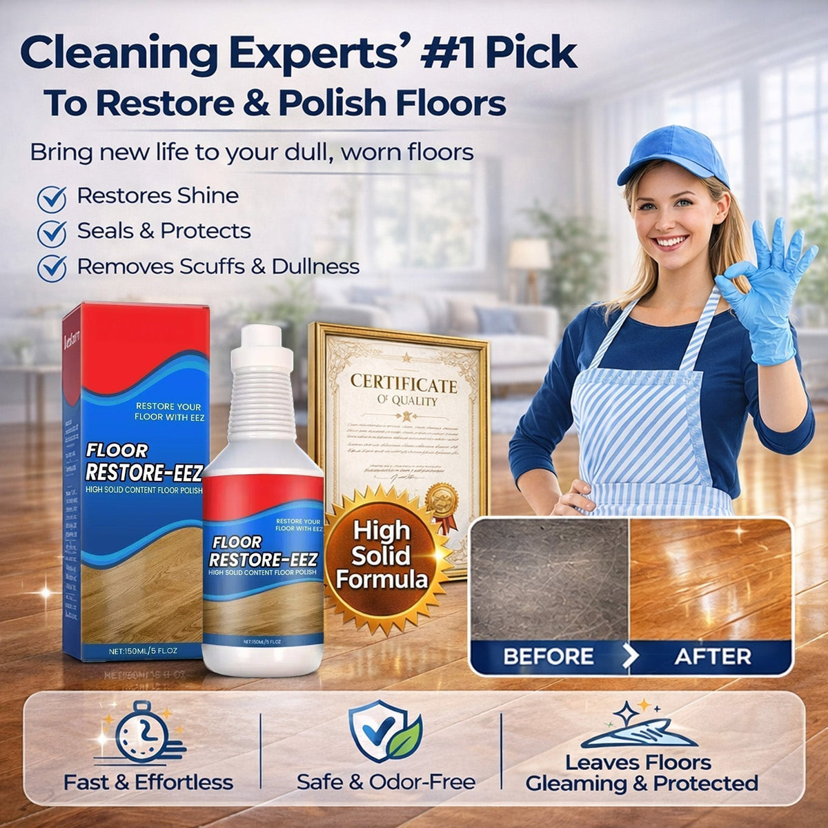 ✨Lorqesia™ Floor Restorer – Fast-drying, non-toxic shine.