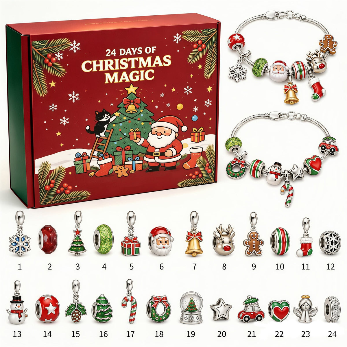 🎄 Charm Countdown™ – 24-Day Christmas Bracelet Advent Calendar (offer)