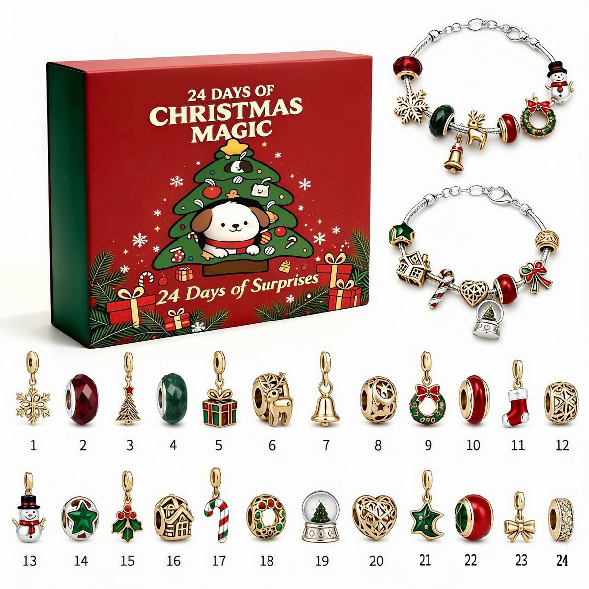 🎄 Charm Countdown™ – 24-Day Christmas Bracelet Advent Calendar (offer)
