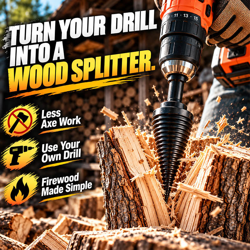 🛠️2026 Seasonal Special ⏳50K+ SOLD! 🔧 Durable Firewood Drill Set – Quick Log Prep