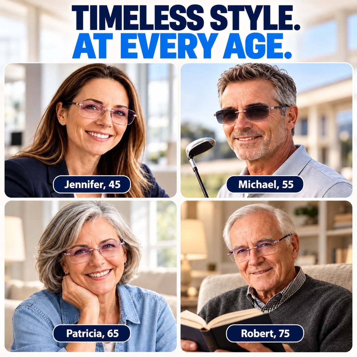 Color-Changing Reading Glasses – Clear Indoors, Tinted Outdoors