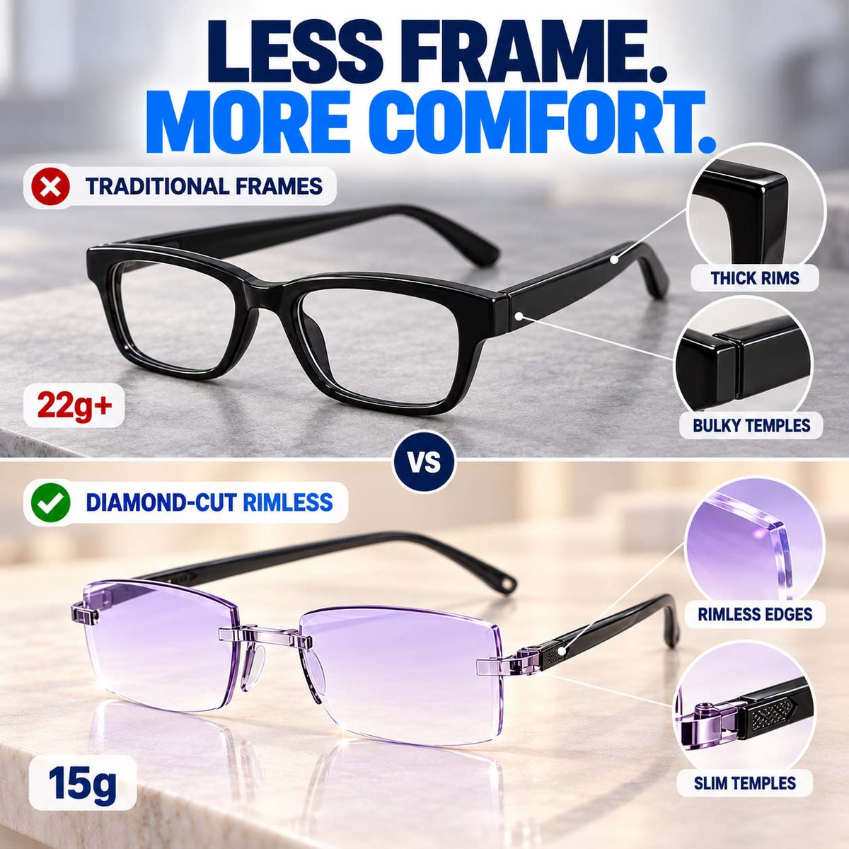 Color-Changing Reading Glasses – Clear Indoors, Tinted Outdoors