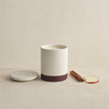 Cinnamon apple soy candle with cinnamon sticks and a slice of red apple