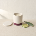 Citrus agave soy candle with a lime slice and an agave leaf