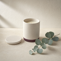Eucalyptus mint soy candle with a eucalyptus sprig
