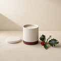 Holly berry soy candle with a holly sprig and red berries